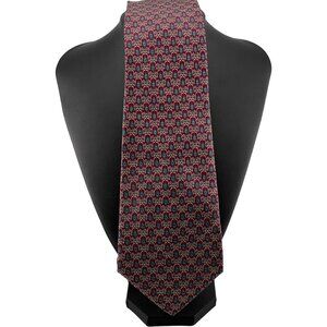 Neiman Marcus Silk Tie Made in Italy Red Blue Medallion Classic Mens